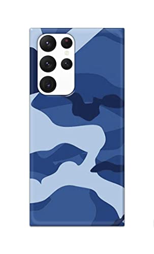 Image of Printed Hard Back Cover Case for Samsung Galaxy S22 Ultra 5G Back Cover (Army Blue Pattern) -702