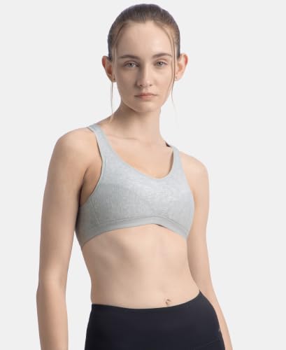 Image of Jockey 1378 Women Wirefree Padded Cotton Elastane Racerback Active Bra