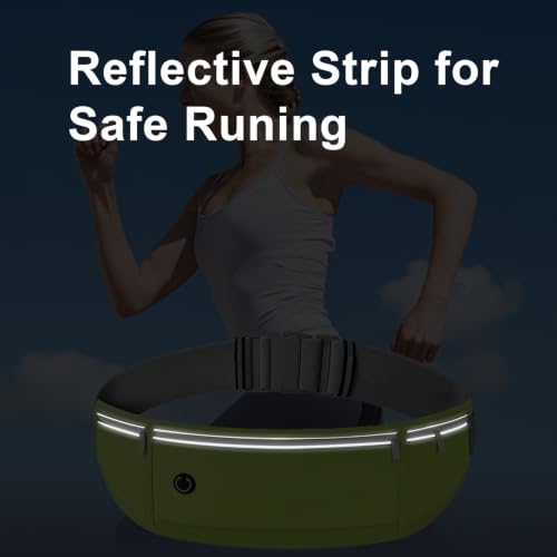 Image of Slim Running Belt for Women Men,Runners Fanny Pack Phone Holder,Money Belt,Running Gear Accessories,with 3 Pockets (Fluorescent green)