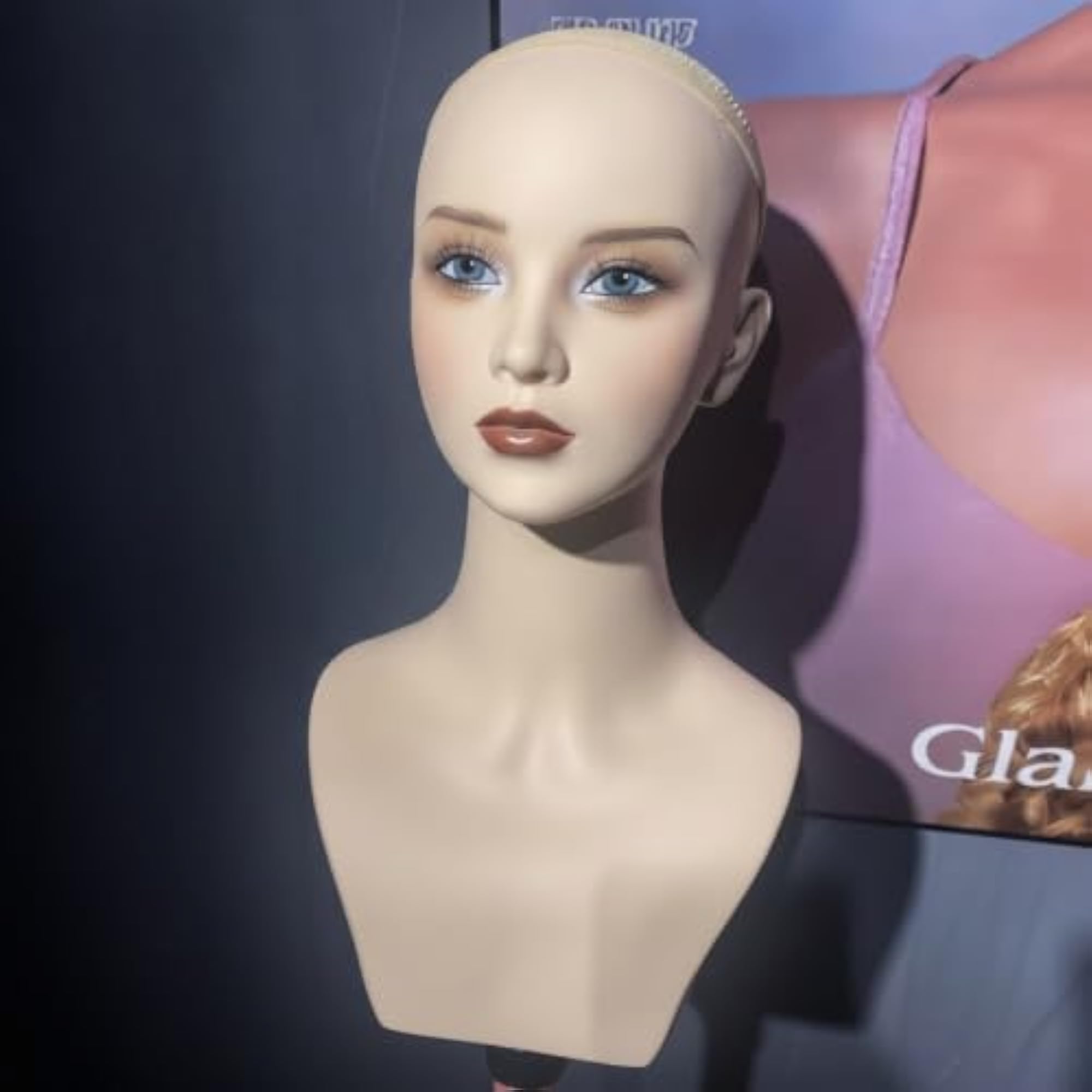Featureless Smooth Hairpiece Display Form, Flesh-Toned
