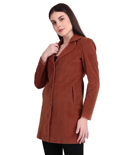 Image of Women's Wool Blend Long Coat with Stylish Lapel Collar and Button Closure - Elegant Winter Overcoat for Casual & Formal Wear
