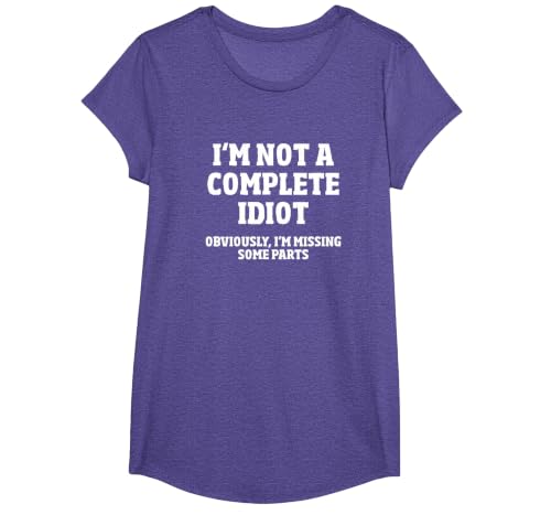 Not A Complete Idiot Funny Amputee T-Shirt T-Shirt, Girls, Purple Heather, Medium