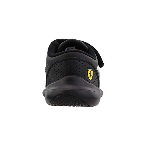 PUMA baby girls Scuderia Ferrari Kart Cat Iii hook and Loop Sneaker, Puma Black-puma White-blazing Yellow, 4 Toddler US4