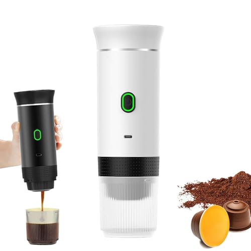 2025 New Upgraded Portable Espresso Machine,3-in-1 Portable Coffee Maker,Small Espresso Machine with Ground Coffee & Capsules for RV, Hiking, Office,4-6 min Self-Heating,50 Times for One Charge