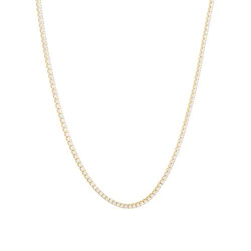 Amazon Essentials Fine Silver-Plated or 14K Gold-Plated Tennis Necklace with Cubic Zirconia, 16"2