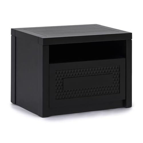 BOX FURNITURE Mesita de Noche Baston 60x39.5x45cm en Madera Maciza Color wengué