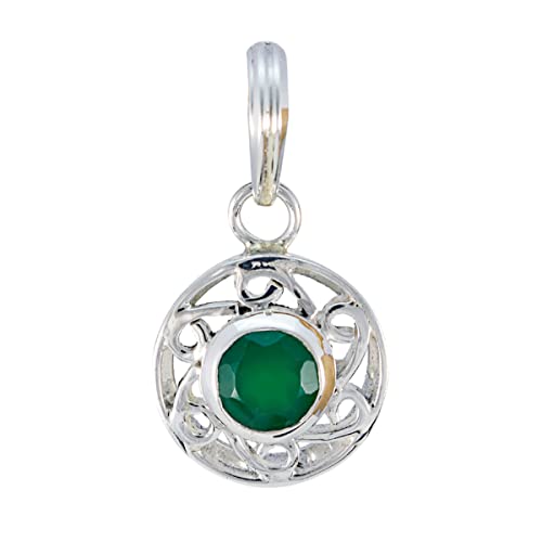 Pendentif en onyx vert et argent 925 sterling de forme ovale pour filles