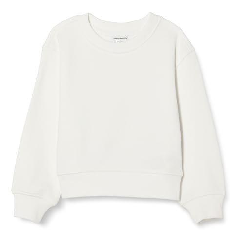 Amazon Essentials Felpa Girocollo, vestibilità Classica Bambini e Ragazzi, Bianco, 4 Anni
