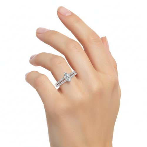 Image of 55Carat Choose Your Gemstone Marquise Shape 14k Rose Gold Plated Classic Delicate Diamond CZ Handmade Fashion Jewelry Party Wear Daily Wear Ornament Gifts for Wife Wedding Ring Sets : US Size 4 to 12