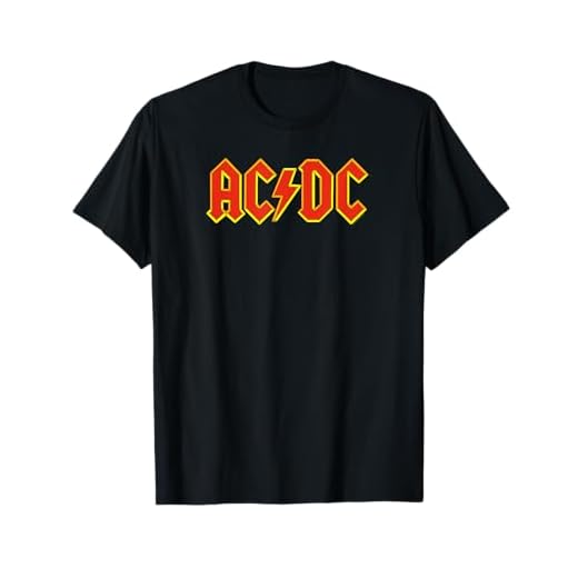 AC/DC Rock Music Band Yellow Outline Red Logo Camiseta