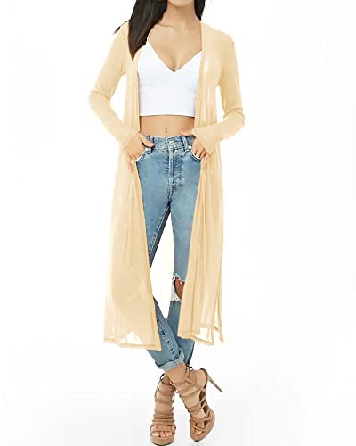 Image of Womens Sexy Sheer Long Sleeve Cardigan See Through Mesh Cover Up