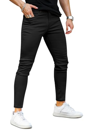 GINGTTO Jean Homme Slim Fit Ajustée Taper Jeans Pantalon pour Homme Elastique Haute Mode Denim 32W/32L