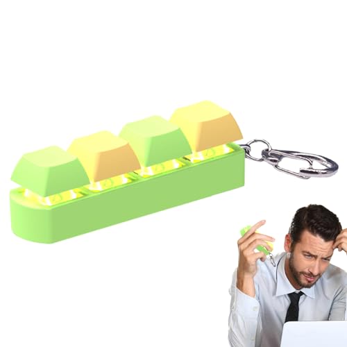 キーボード フィジェット トイ キーホルダー - キーボード ボタン フィジェット トイ | 4 ボタン クリッカー フィジェット キーキャップ キーチェーン おもちゃ 音と光付き 学生 ティーン 大人 ストレス解消