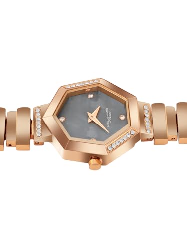 Image of French Connection Mop Grey Hexagonal Dial with Rose Stainless Steel Strap Watch for Womens - FCN0139RGM