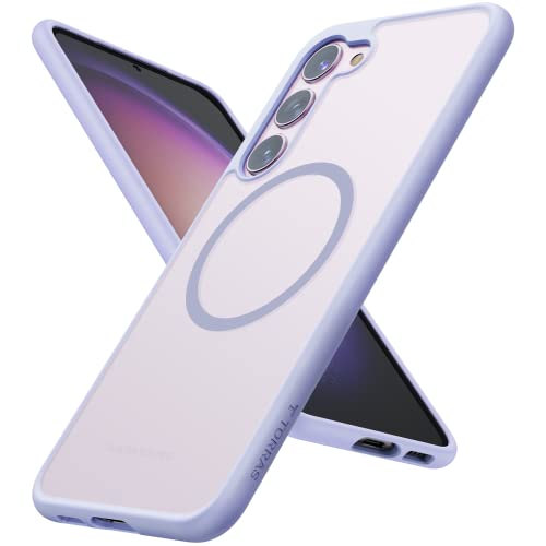 TORRAS Magnetic Guardian Designed for Samsung Galaxy S23 Case 6.1", [Military Grade Drop Tested][Compatible with MagSafe] Semi-Clear Hard Back & Soft Edge Slim Phone Case for Galaxy S23 case,Purple