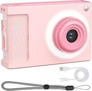RAMNATH Kids Digital Camera,720P Kids Camera, 48MP 8X Zoom Digital Point and Shoot Camera, Anti-Shake, Front Camera, Lanyard, Compact Small Travel Vintage Camera Gifts for Boys Girls -Multicolor.
