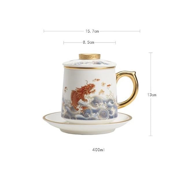 Tasse à thé Tasse à thé en céramique avec Couvercle, Filtre, Tasse de séparation d'eau de thé, Tasse à thé de Bureau, Tasse d'accueil for la Maison Tasses à thé réutilisables