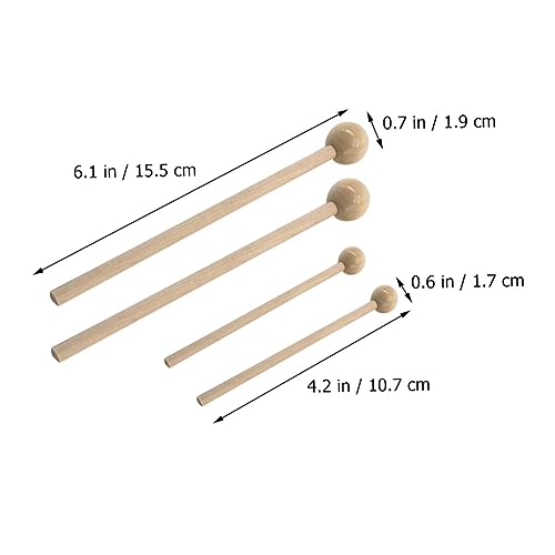 Par de baquetas de madera con cabeza redonda beige miniatura 2