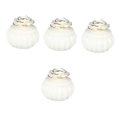 Garneck 4pièces Boîte De Rangement Céramique Design Rose Pour Bijoux Conteneur Décoratif Avec Couvercle Pour Accessoires Et Personnels
