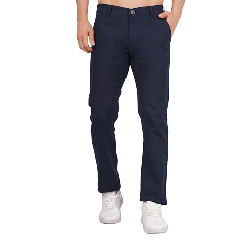 Image of Men's Regular Fit Linen Trousers | Slim Fit Lightweight Casual Pants | Stylish Dress Pants for Office or Travel | Premium Luxury Linen Trouser Pant with Breathable Comfort