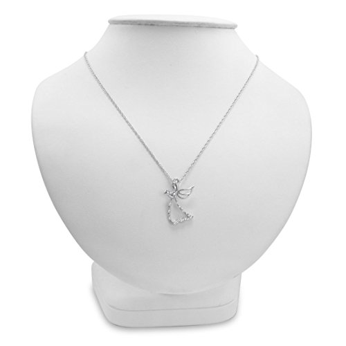 Winged Angel With Heart Diamond Pendant Necklace In Sterling Silver On An 18Inch Sterling Silver Chain | Real Diamonds Necklaces For Women #TOP3