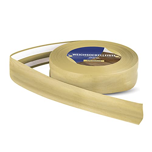 DQ-PP WEICHSOCKELLEISTE – 15m – kiefer – 32x23mm – PVC – selbstklebend – Knickwinkel Fussleisten Gummileiste Sockelleiste Winkelprofil Abschlussleiste Bodenleiste