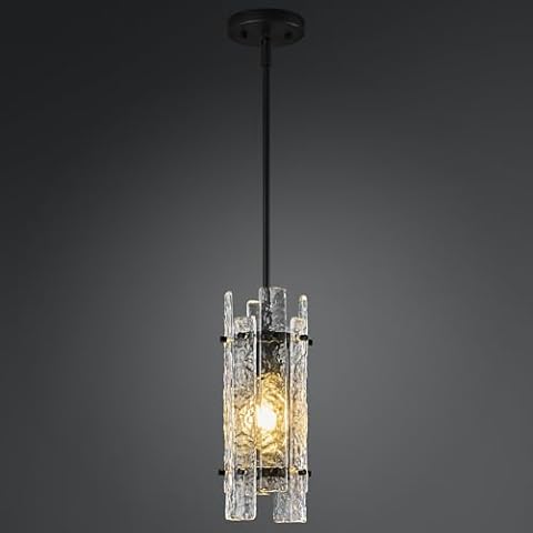 LIANGMH Modern Crystal Pendant Lighting Black Pendant Lights Mini Glass Chandeliers, Adjustable Pendant Light Fixture for Kitchen Island Bedroom Living Room Dining Room Corridor(1Pack) Cover