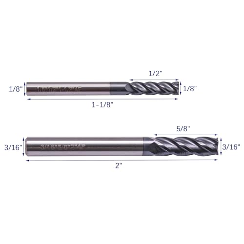 Image of BestParts High Performance 5Pcs Solid Carbide End Mills Set 1 /8 inch, 3 /16 inch, 1 /4 inch, 5 /16 inch, 3 /8 inch - AlTiN Coated, 4 Flute, 35 Degree Helix, End Mill Bit Set, CNC Router Bit