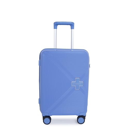Image of SWISS MILITARY Maze Hard Top Black Polypropylene (PP) Luggage Trolley Bag with TSA-Lock & Body Coloured 360 Degree Rotatable 8-Wheels,Color -Sky Blue,20 Inch