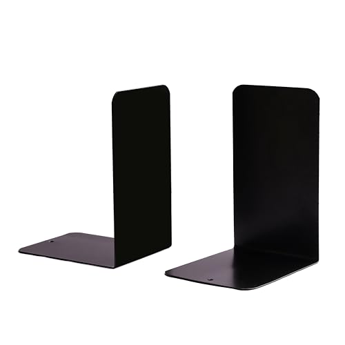 Image of Zepdos Book Stand for Table | Non-Slip L-Shaped Book Ends for Desk & Office | Strong Steel Book Holder for Books, Magazines, Files & Steel Book Stands for Office, Home & Study Table (1 Pair, Black)