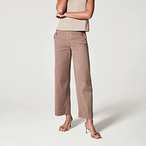 Stretch Twill Cropped Wide Leg Pant, High Waist Casual Wide Leg Pants Tummy Control with Pockets for Women2