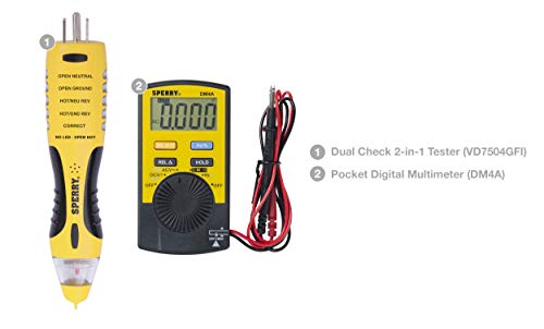 Image of Sperry Instruments ESK3 Dualcheck 2-in-1 Pocket Digital Multimeter Tester Kit, Yellow