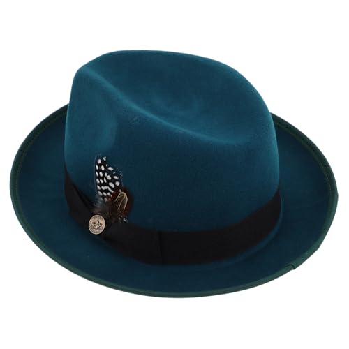 Ipetboom Wool Fedora Hat for Men Women Newsboy Cap Bowknot Felt Cowboy Cowgirl Hat for Multioccasion Wear Green
