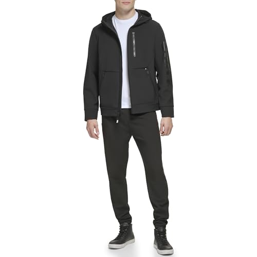 Image of DKNY Men's Hooded Logo Softshell Jacket