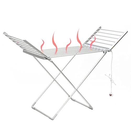 ZJIEX 230W電熱 折りたたみ式 物干スタンド 衣類乾燥機、翼付き、20本の加熱ストリップ、省エネ室内馬架、乾燥速度を速めるのに役立ちます
