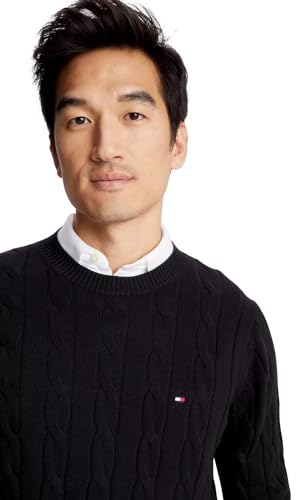 Tommy Hilfiger Men's Cable Knit Sweater, Black, XL3