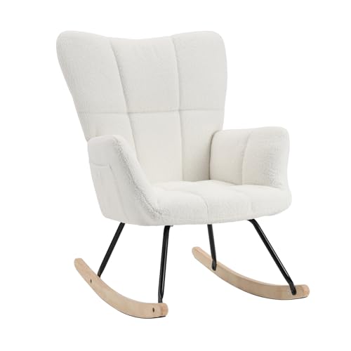 HaiYiZuhause Schaukelstuhl, Moderner Sessel mit hoher Rückenlehne, Weicher Relaxstuhl & Stillsessel...