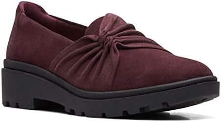 Clarks Women's Calla Style Loafer Flat, Burgundy Suede, 6.5 Wide | Image 3