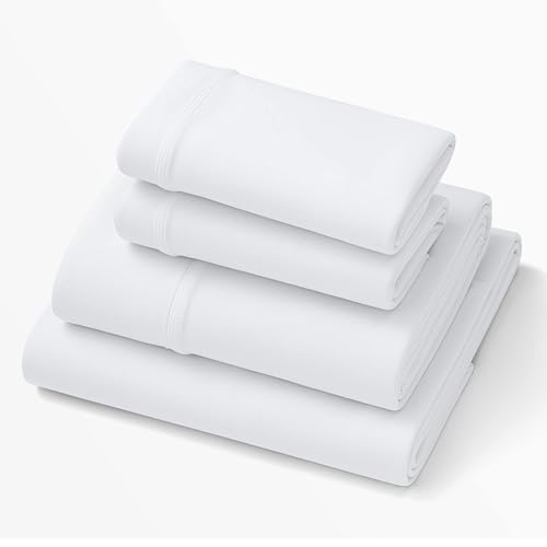 Image of Purple Deep Pocket SoftStretch Sheets, Queen Size, Rayon Blend, Moisture-Wicking, True White, Fits Other Mattresses, Adaptive Support