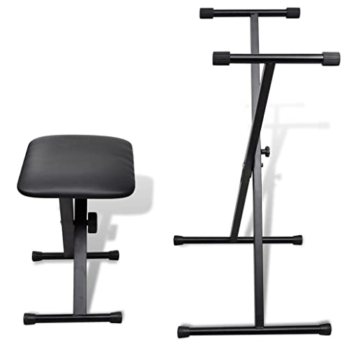 Genérico Juego de Taburete y Soporte Ajustable para Teclado,Arte y Ocio,Hobbies y Artes Creativas,Accesorios para Instrumentos Musicales y de Orquesta,Banquetas y taburetes,Negro,70032