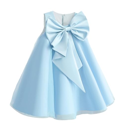 Vestido de flores para niñas, vestido de tul con lazo, vestido de fiesta de cumpleaños, concurso, formal, boda, graduación, vacaciones, ropa casual de moda, azul, 7-8 años