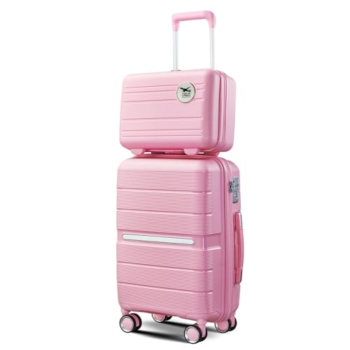 Luggage Sets 4 Piece Pp Lightweight Expandable Suitcase with TSA Lock Pink Modern Contemporary Plastic Includes Hardware Lift Top