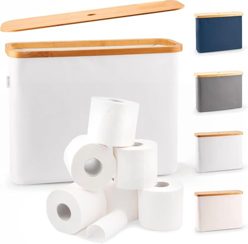 Almacenamiento baño impermeable y apilable Lonbet con tapa elegante de bambú