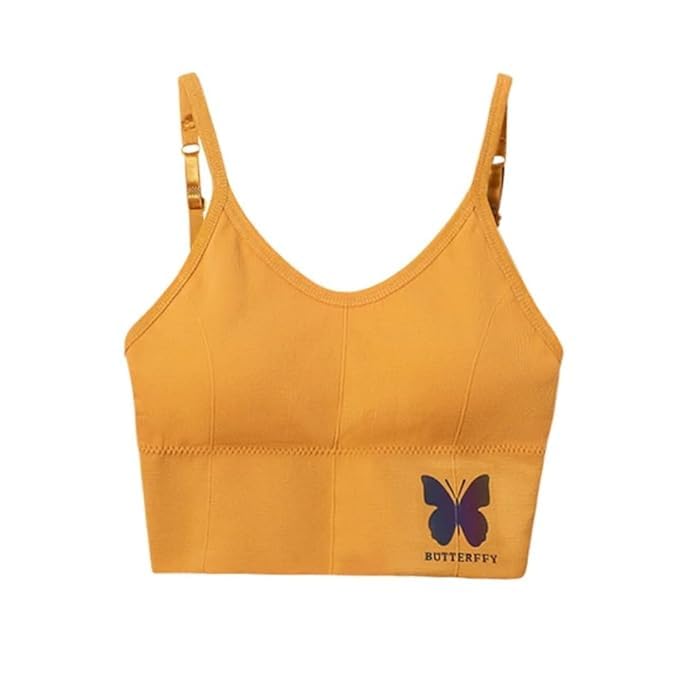 Girls Butterfly Print Camisole Thread Beautiful Back Bra Vest Wirless Cotton Padded Women Tank Top (Fit Size 28 to 34)-picture-38