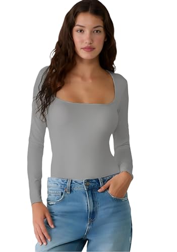 Image of SIGHTBOMB Trapezium Narrow Back Square Neck Microfiber Feather Touch Long Sleeve Cuddle Soft TOP for Women