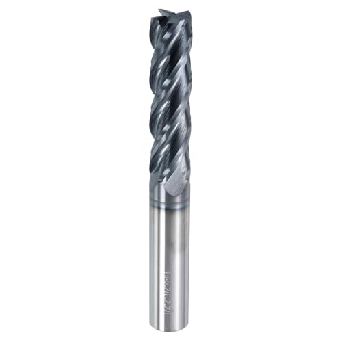 Image of uxcell Carbide Square End Mill, 1 /2 inch Dia AlTiN Coated 4 Flutes Milling Bit Cutter, for Carbon Steel Alloy Steel Titanium Metal, 1 /2 inch Shank 2 inch Cut Length 4 inch Extra Long HRC50