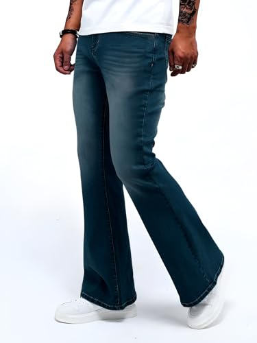 Image of Ben Martin Men's Bell Bottom Jeans || Bootcut Denim Pants || Wide Leg Flared Jeans for Men || High Waist Stretchable Retro Fit || Cotton Jeans for College Casual (1)
