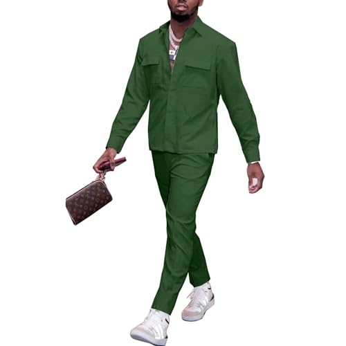 African Suits for Men Dashiki Tradition Casual Clothes 2 Pieces Sets Shirt Pants Outfits African Attrie