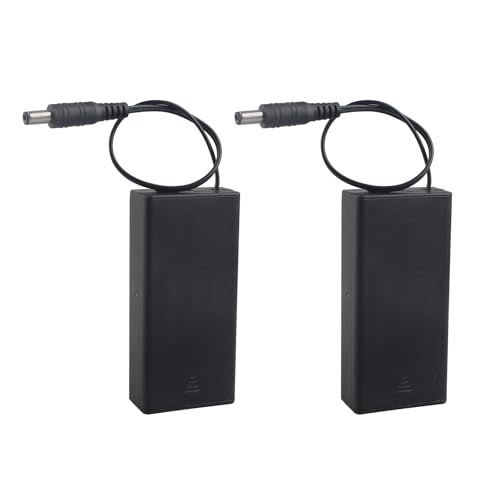 HALJIA 2 PCS 2 × 3.7V 18650 Soporte de Batería con Tapa, 18650 × 2 Caja de Almacenamiento de Batería de Plástico de 7.4V con Interruptor de Encendido/Apagado y Enchufe DC