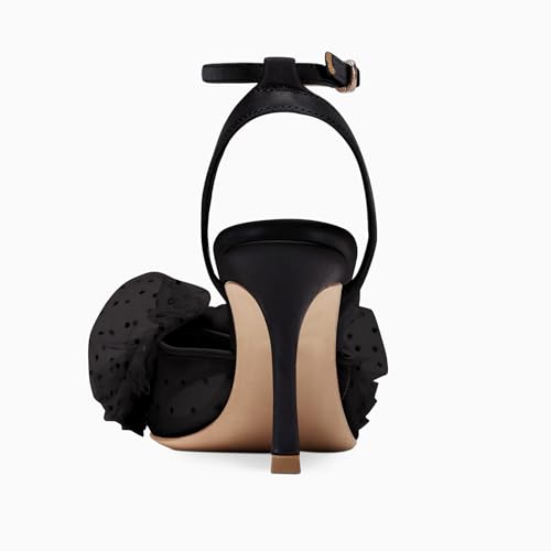 Coutgo Womens Bow Tie Heels Sandals Slingback Peep Toe Wedding Heels Mesh High Stiletto Heel Summer Cute Wedding Bridal Shoes 5